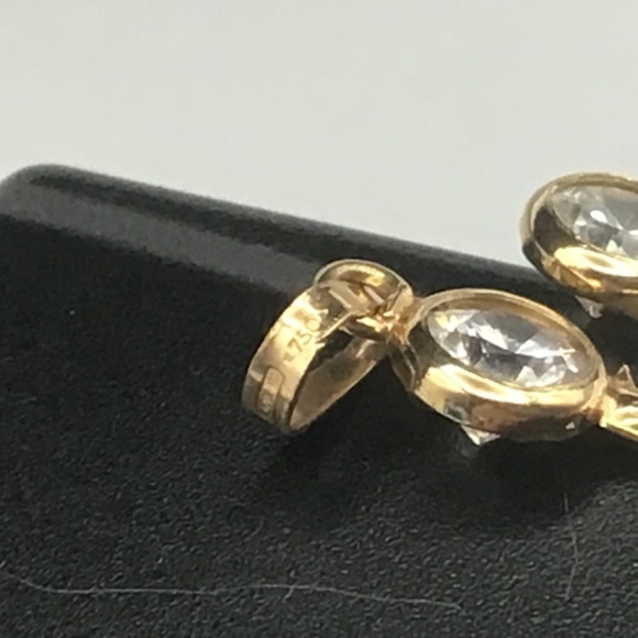 18K Yellow Gold Scissors Pendant Charm w/ Clear Stones | 1.07g - Picture 9 of 10